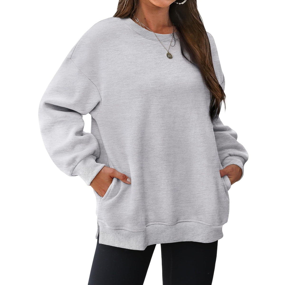 Pull-over long et oversize pour femmes avec poches latérales, bords côtelés et épaules tombantes Echo Archiv