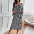 Robe midi fleurie pour femmes avec taille cintrée et manches trompette évasées Echoarchiv