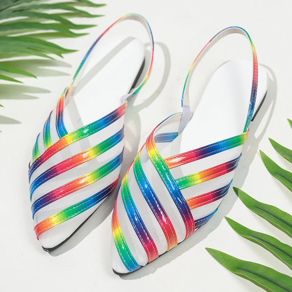Sandales à talon ouvert pour femmes avec des lanières colorées et semelle ergonomique Heidi-Mode