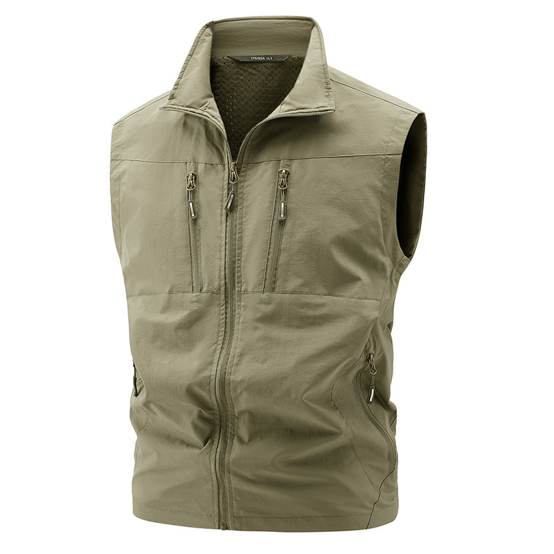 Gilet technique multifonctionnel pour hommes avec col montant, quatre poches zippées dissimulées et doublure en mesh respirant Echo Archiv