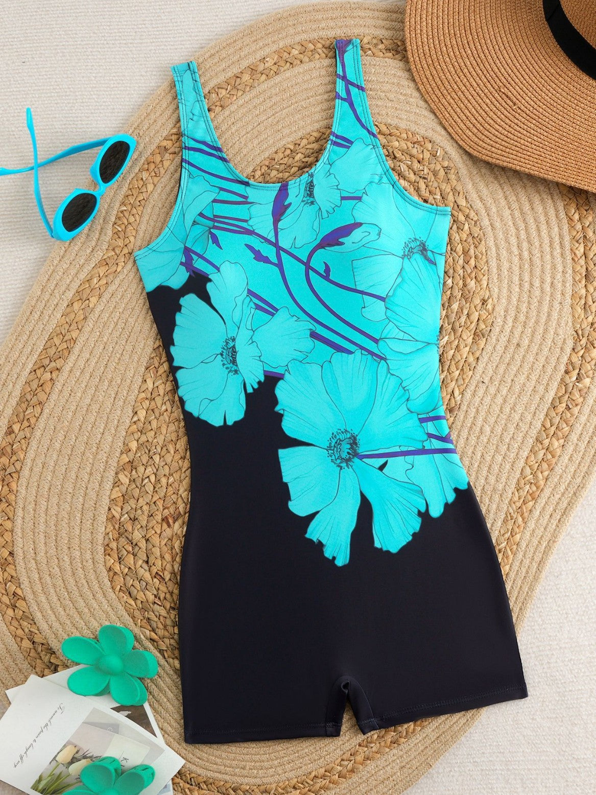 Maillot de bain une pièce pour femme avec un design sportif et un motif graphique coloré R&B