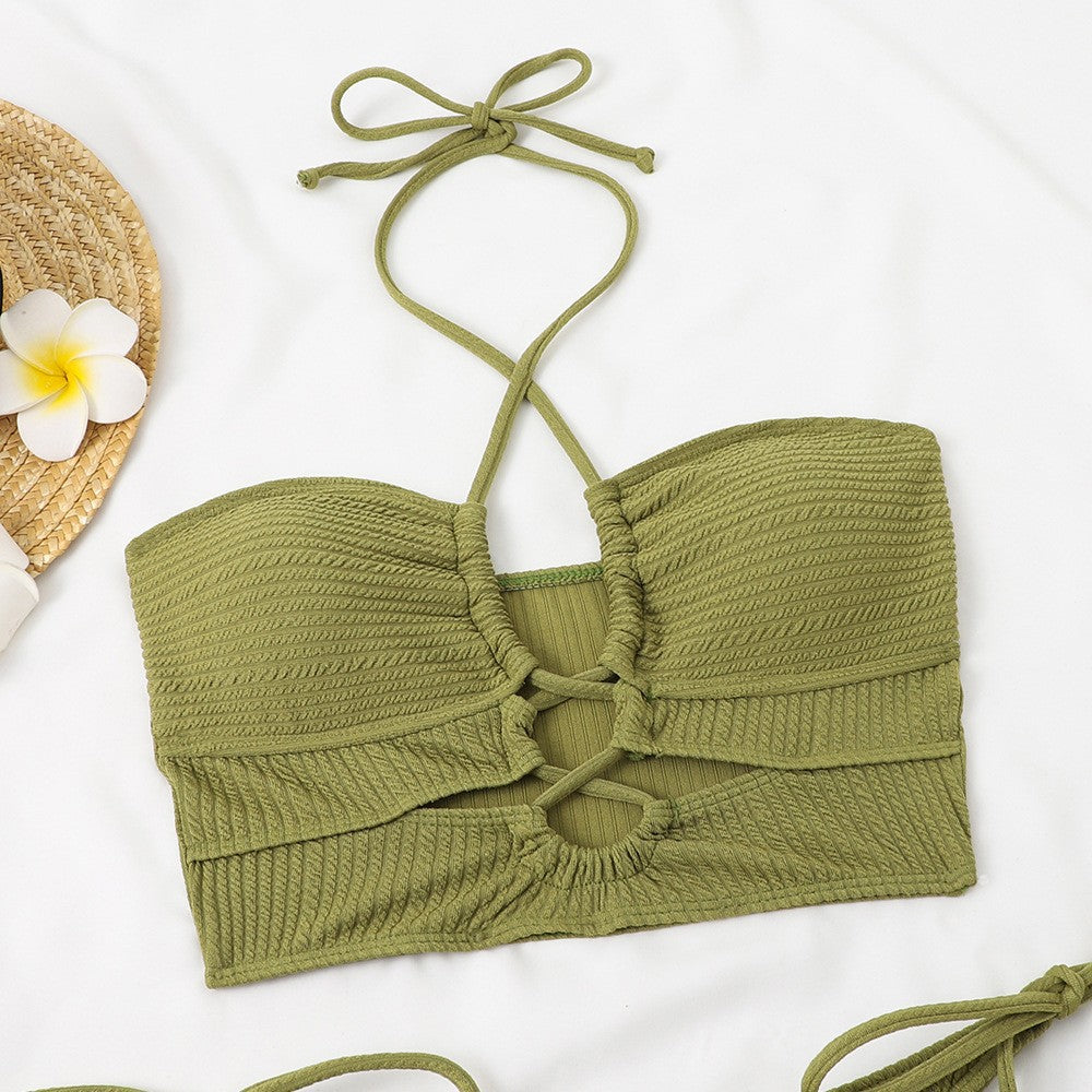 Ensemble de bikini taille haute pour femmes avec découpe stylée et bretelles réglables R&B