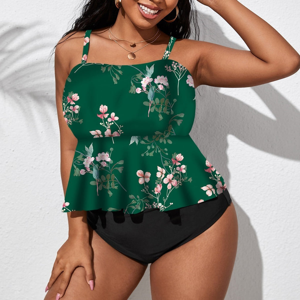 Haut de maillot de bain peplum pour femmes avec design floral Drune