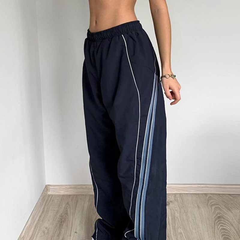 Pantalon de training sportif pour femmes avec jambe droite, ceinture de confort élastique et passepoils décoratifs Echo Archiv