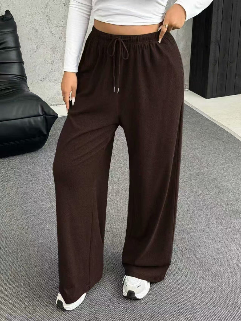 Pantalon de jogging large taille haute pour femmes Echoarchiv