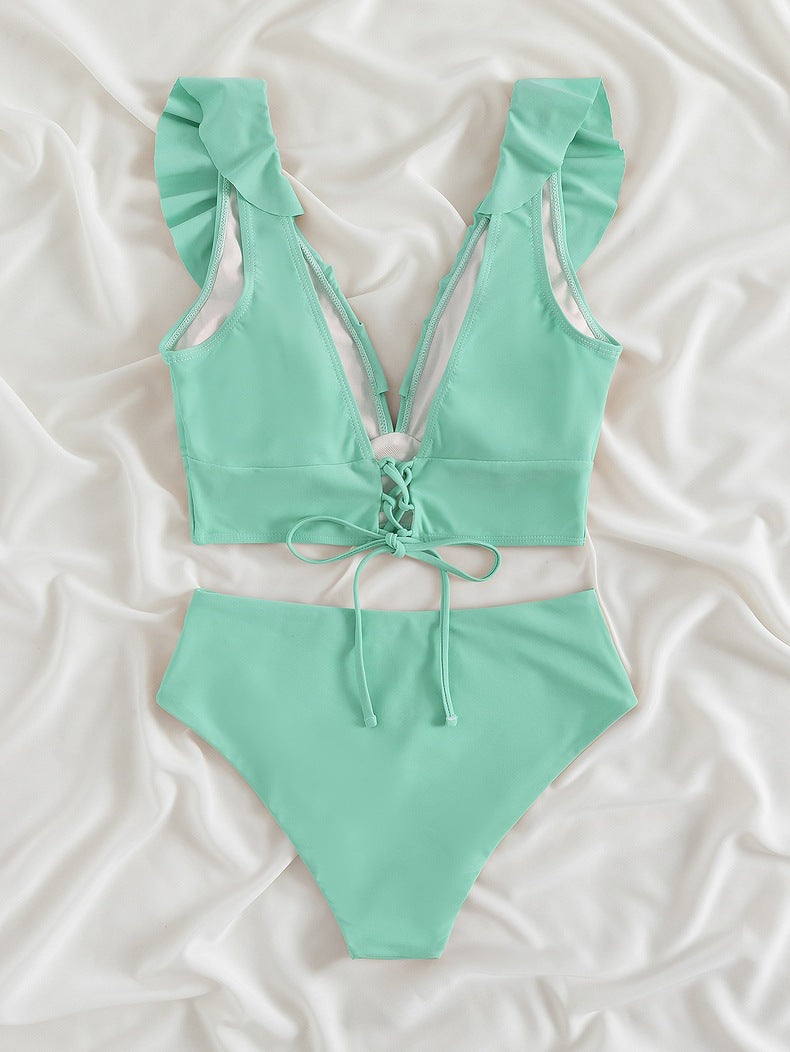 Haut de femme avec volants et maillot de bain taille haute R&B