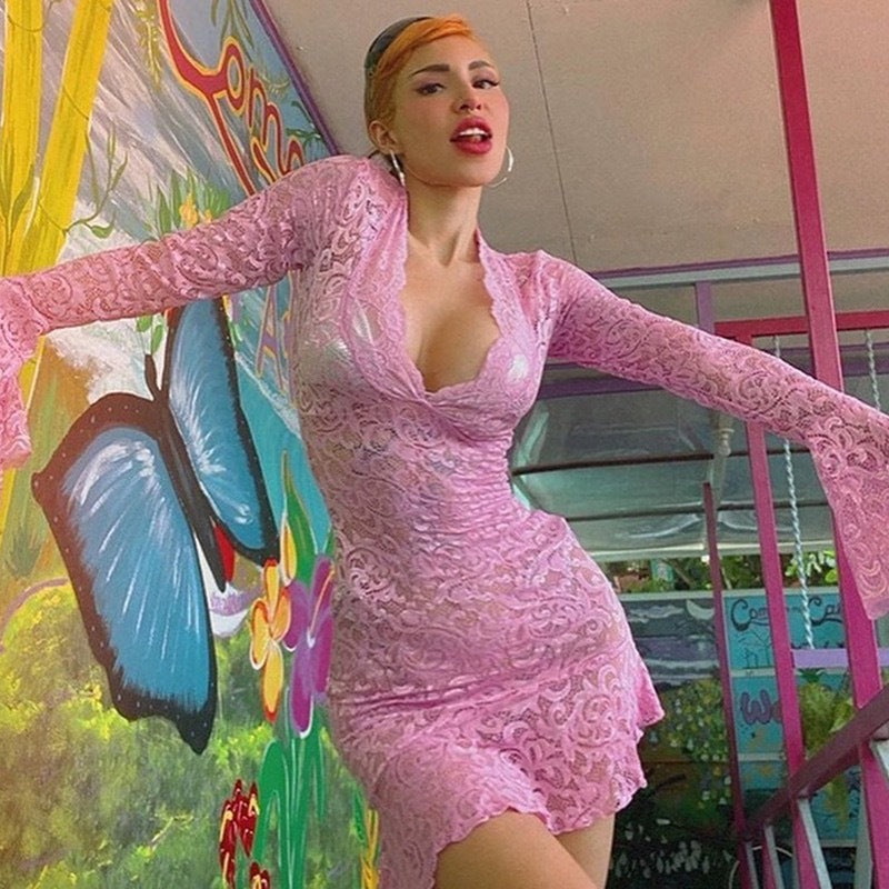 Robe en dentelle pour femmes avec volants élégants R&B