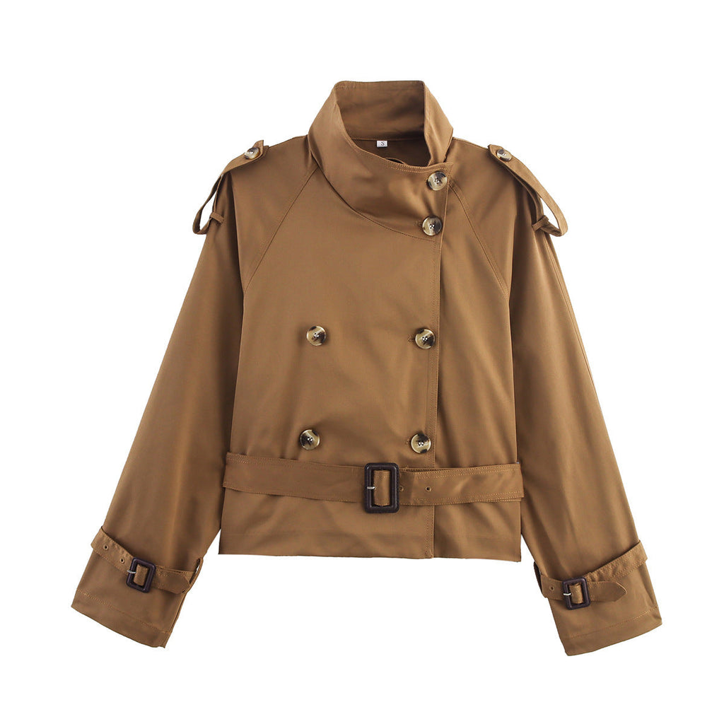 Veste trench courte pour femmes, à la mode et élégante