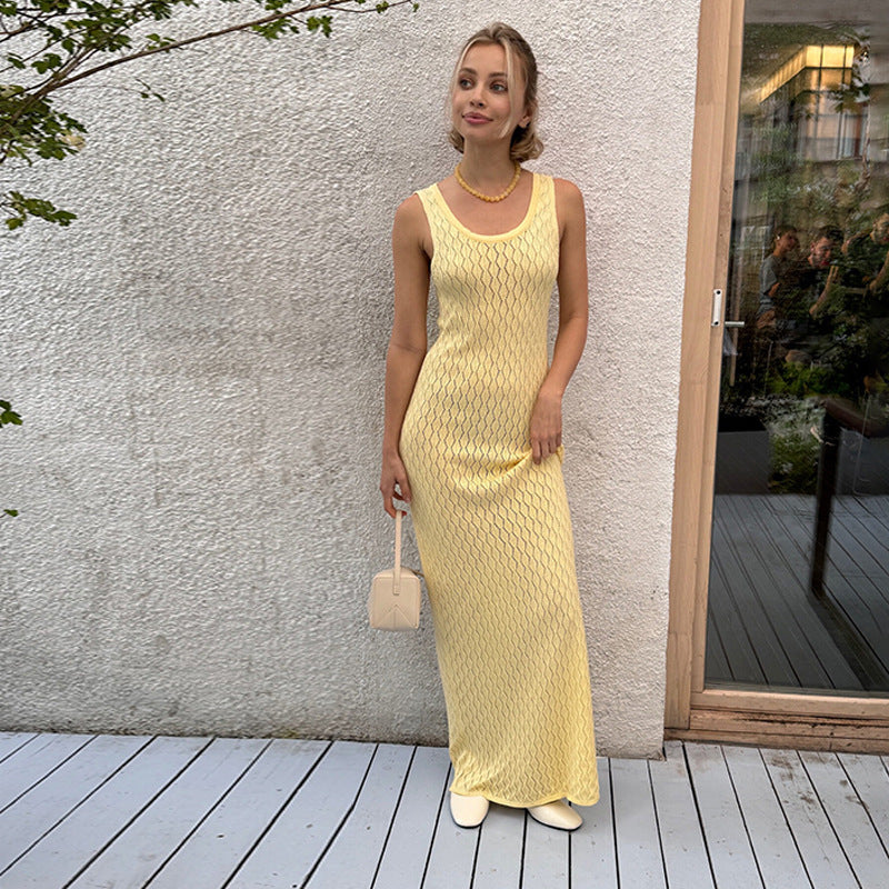Robe maxi décontractée élégante pour femmes avec un motif tricot raffiné R&B