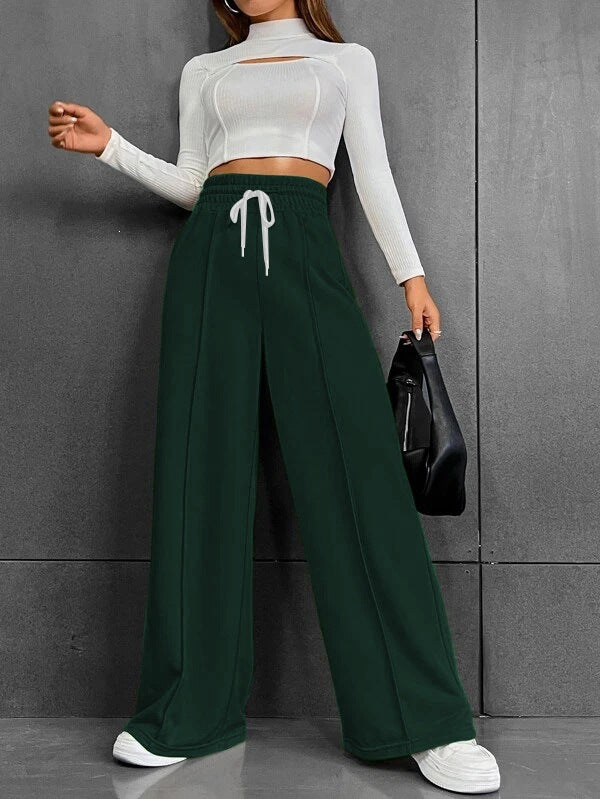 Pantalon jogging palazzo taille haute large pour femmes avec cordon de serrage et plis Echo Archiv