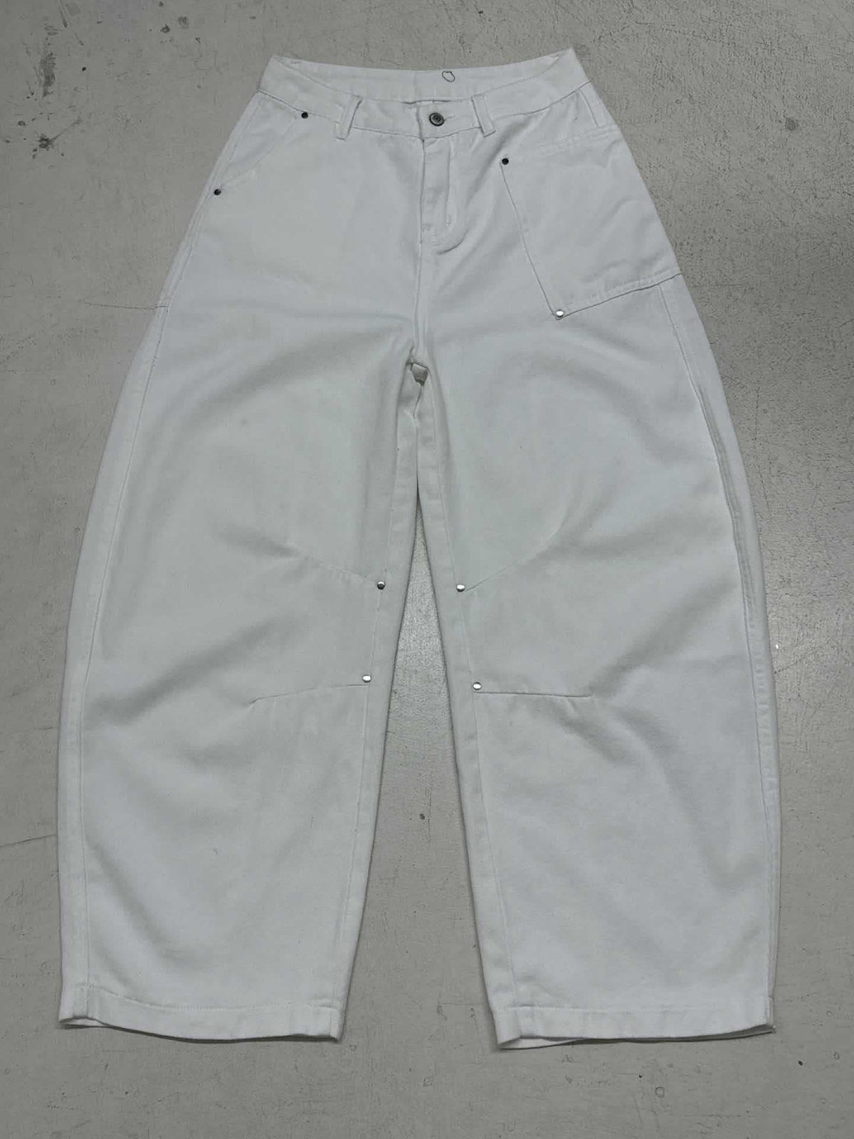 Pantalon en toile large taille haute pour femmes au style carpenter avec taille haute et poches plaquées Echo Archiv