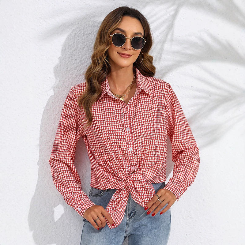 Blouse à carreaux pour femmes avec col chemise et boutonnière Echo Archiv
