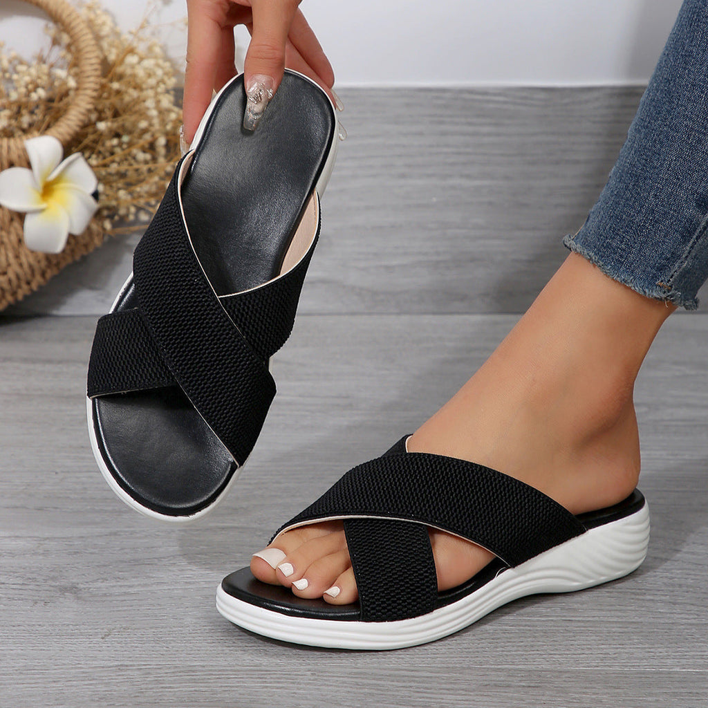 Sandales crossover confortables pour femmes avec semelle amortissante R&B