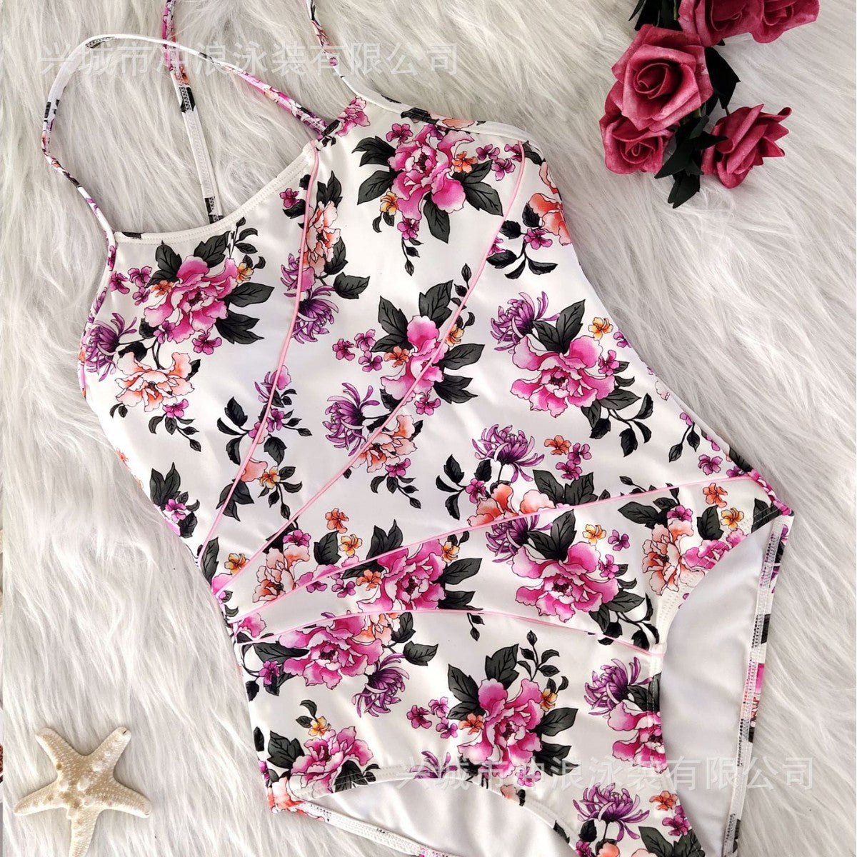 Maillot de bain de sport floral pour femmes avec silhouette dos nu R&B