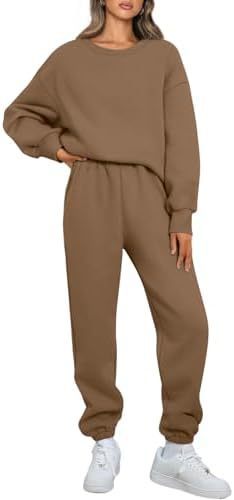 Ensemble de loungewear Relaxed pour femmes avec sweat-shirt oversize à col rond et pantalon de jogging taille haute ajusté en French Terry Echo Archiv