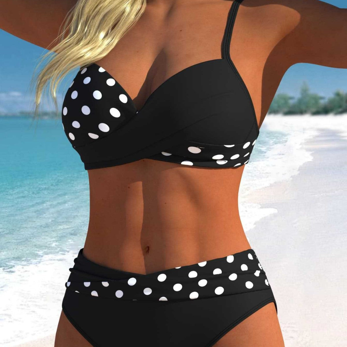 Ensemble de bikini pour femmes avec haut court et taille haute R&B