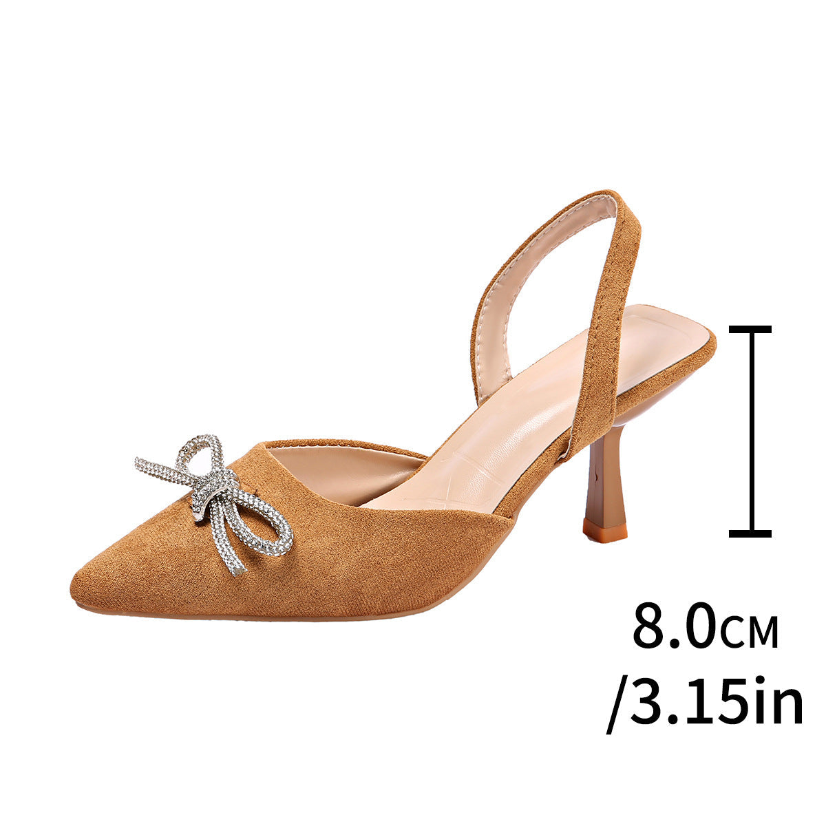 Pompes Slingback pour femmes avec un élégant ornement en nœud R&B