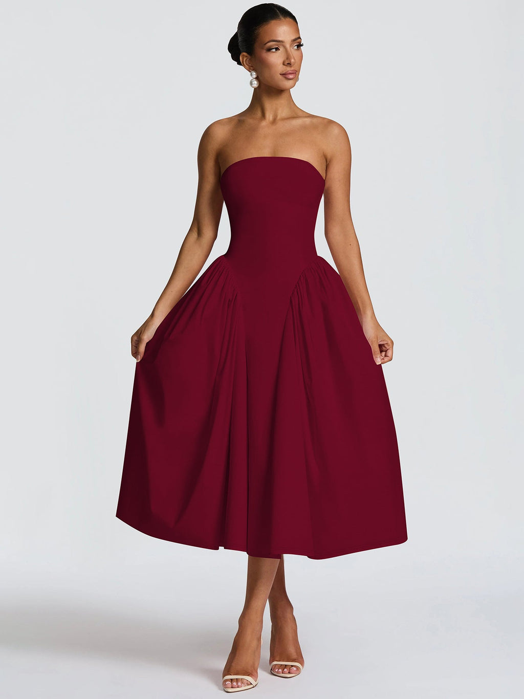 Robe maxi femme avec design sans épaules et coupe fluide Heidi-Mode