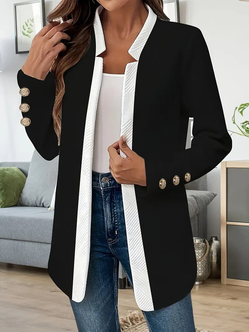 Veste blazer pour femmes avec coupe ajustée et col contrasté