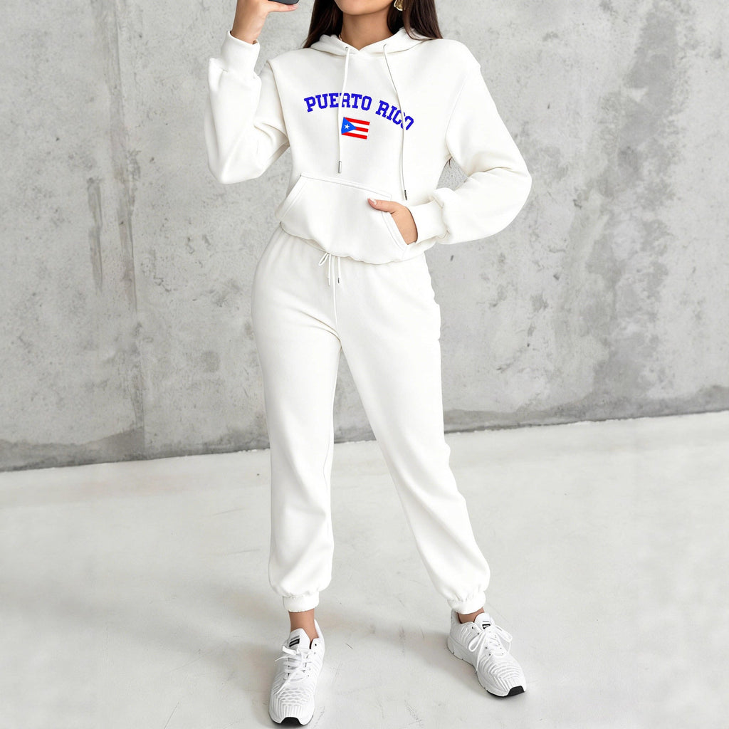 Ensemble de jogging à capuche pour femmes avec sweat à capuche douillet, poche kangourou, doublure douce brossée et impression Mexico - Echo Archiv