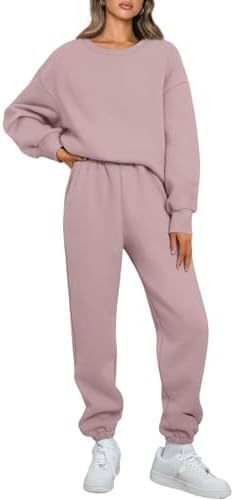 Ensemble de loungewear Relaxed pour femmes avec sweat-shirt oversize à col rond et pantalon de jogging taille haute ajusté en French Terry Echo Archiv