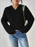 Pull à capuche côtelé pour femmes avec silhouette cropped décontractée Echoarchiv