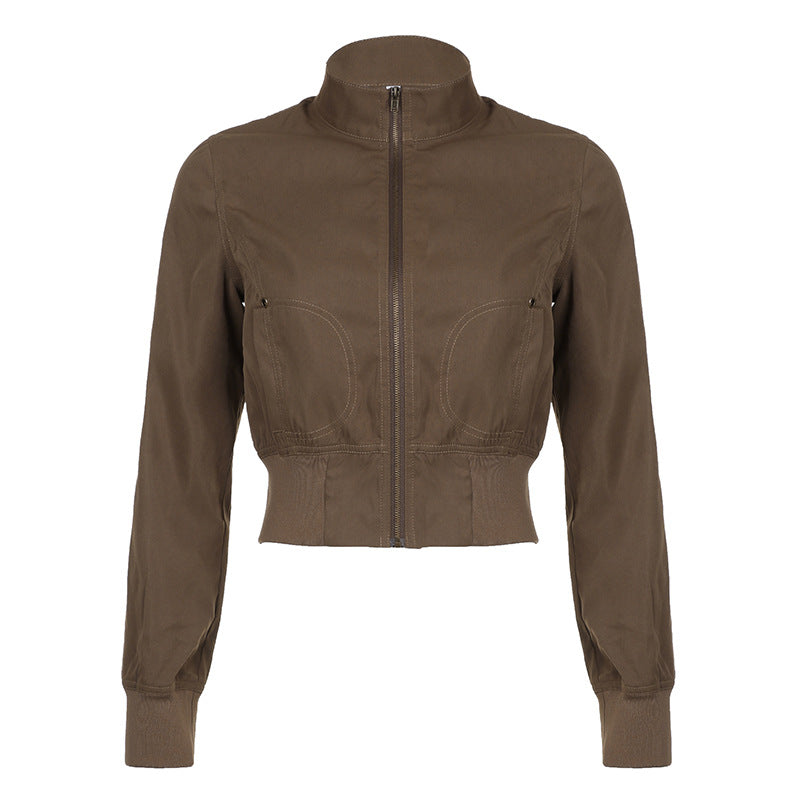 Veste courte cintrée pour femmes avec col montant, fermeture éclair intégrale et taille élastique Echo Archiv