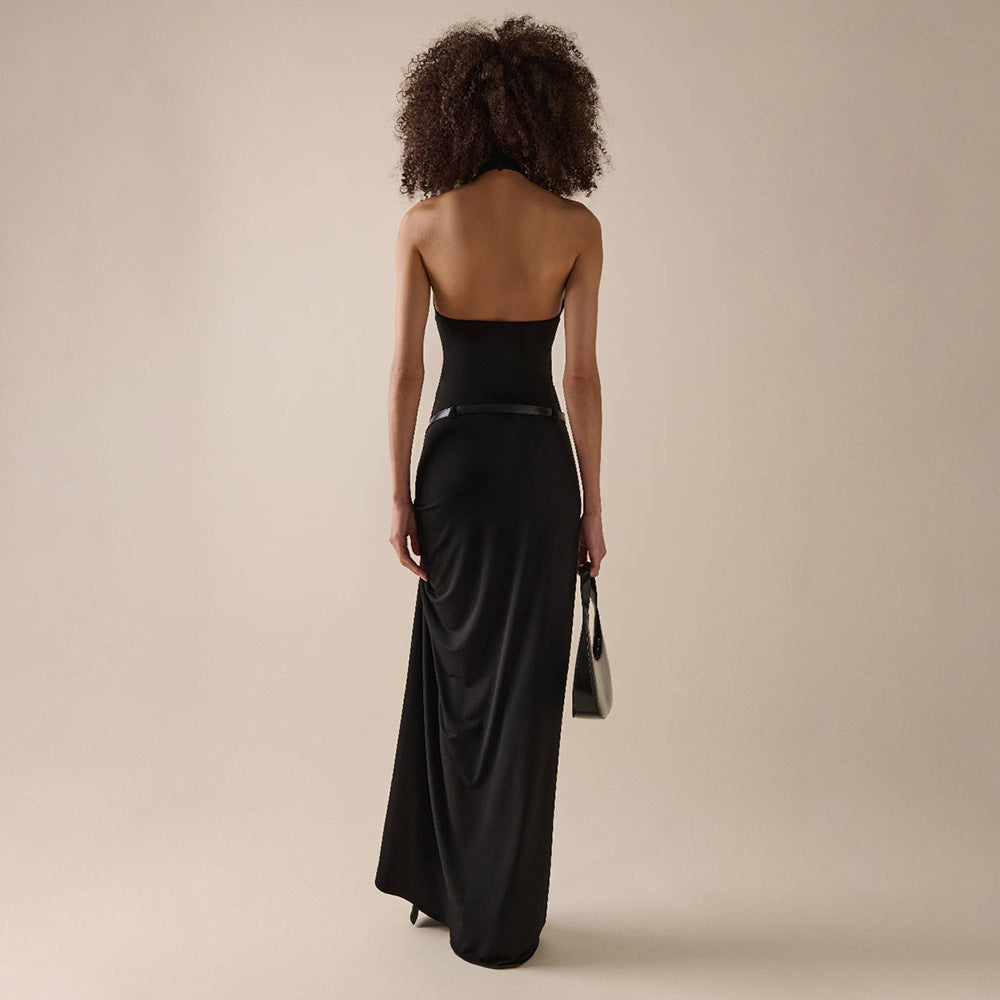 Robe portefeuille élégante pour femmes avec col haut et ourlet asymétrique Heidi-Mode