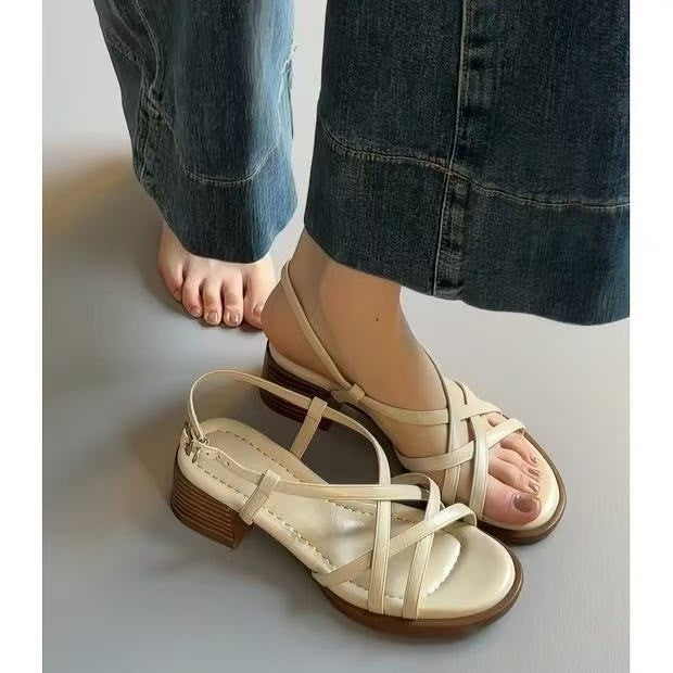 Sandales confortables pour femmes avec design à lanières tendance R&B