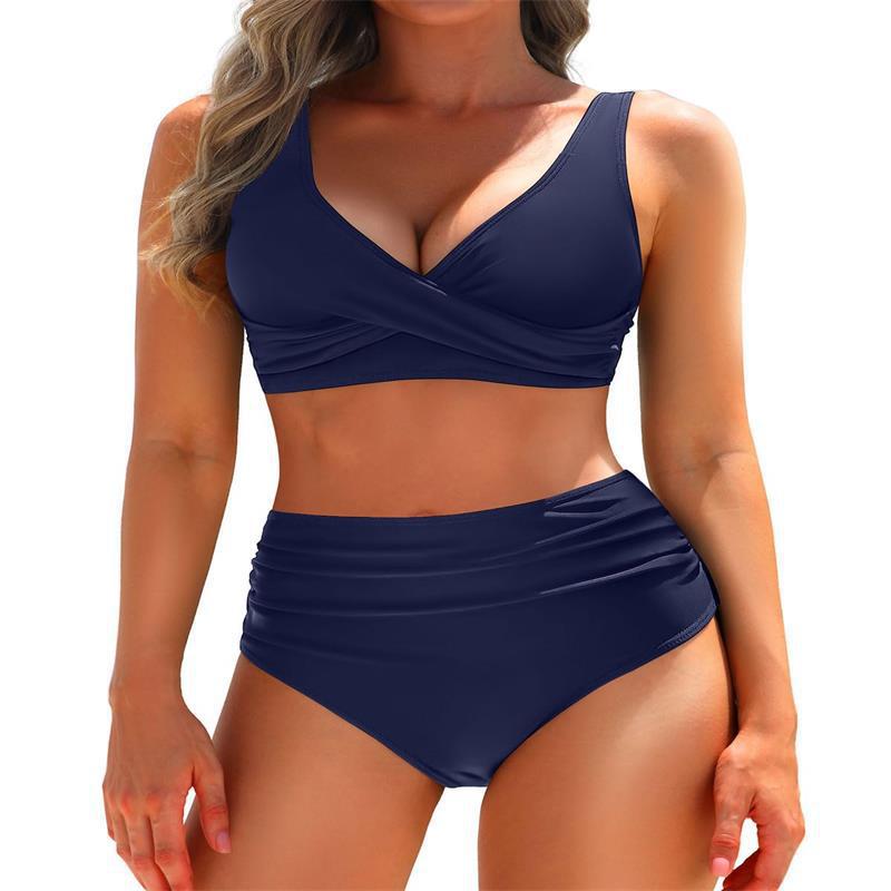 Bikini pour femmes à taille haute avec un élégant design drapé et sculptant R&B