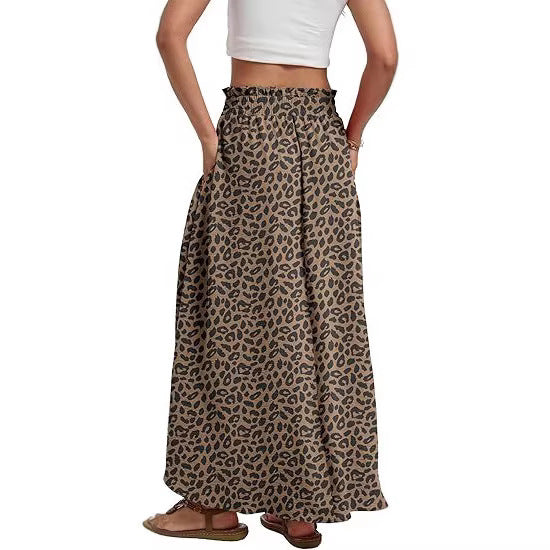 Jupe Maxi Femme avec Ceinture Taille Paperbag, Ceinture à Nouer et Poches Latérales Echoarchiv
