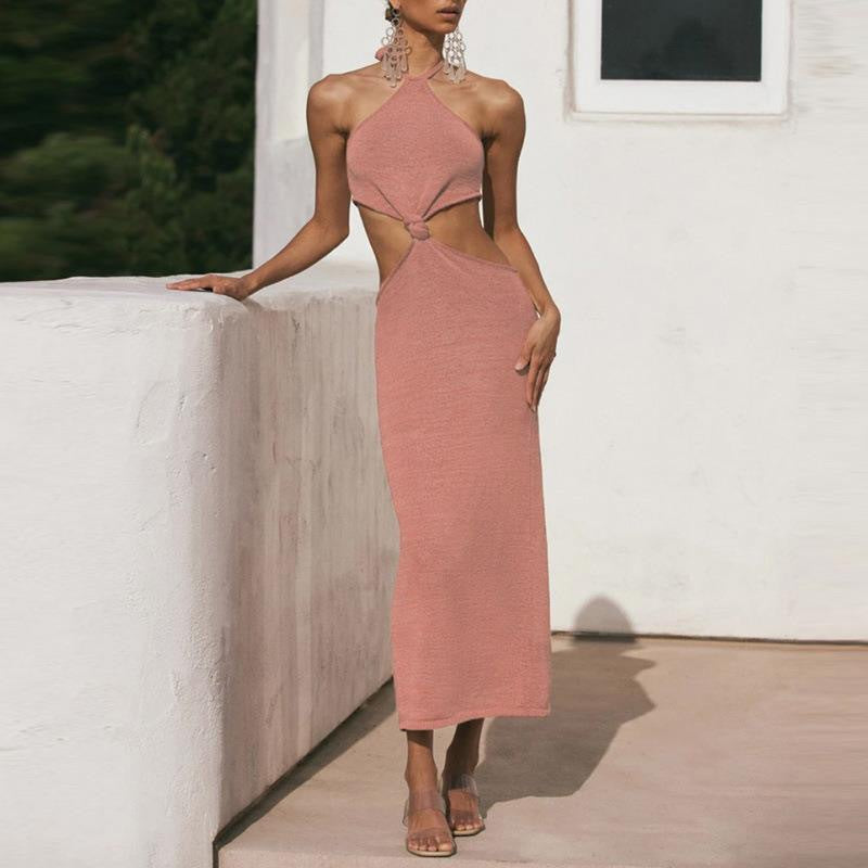 Robe Maxi Sexy Femme avec Découpes et Nœud Stylé R&B