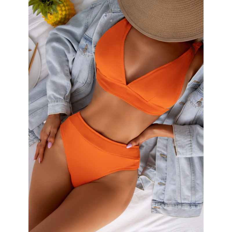 Bikini Femme taille haute avec haut respirant et ceinture élastique R&B