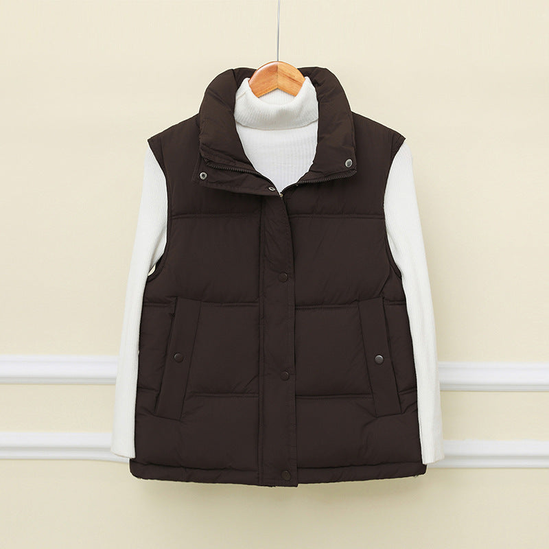 Gilet thermo matelassé sans manches pour femmes avec col montant extra haut et patte de boutonnage cachée Echo Archiv