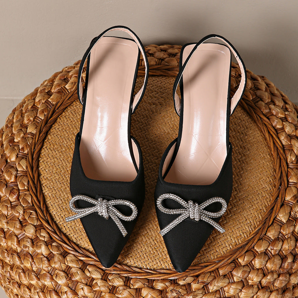 Pompes Slingback pour femmes avec un élégant ornement en nœud R&B