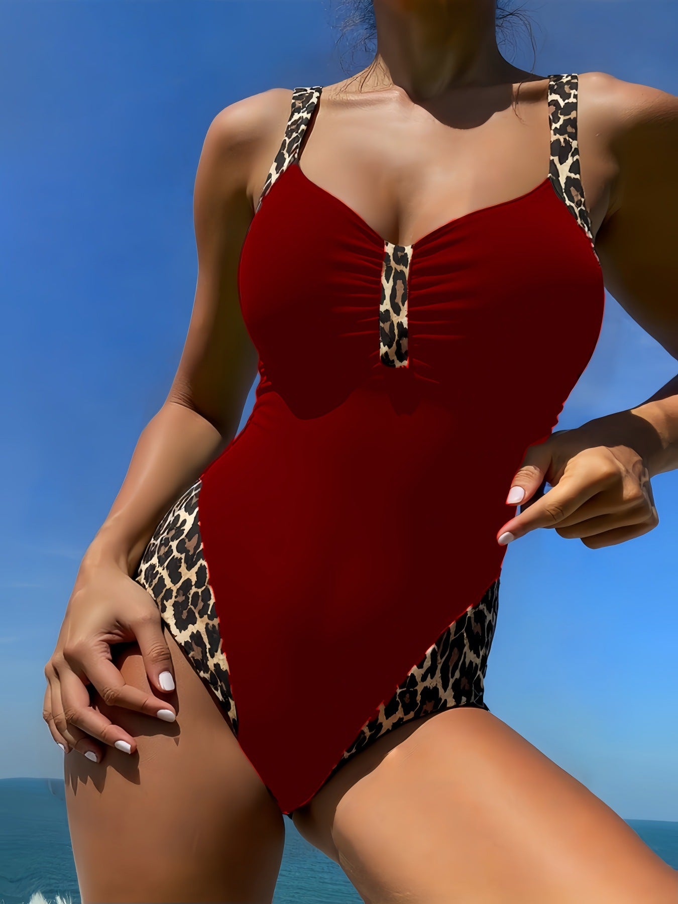 Maillot de bain une pièce pour femmes avec motif léopard à la mode R&B