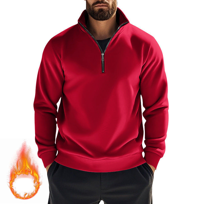 Sweat-shirt homme confortable à demi-zip avec col montant, intérieur légèrement gratté et ourlet côtelé Echo Archiv