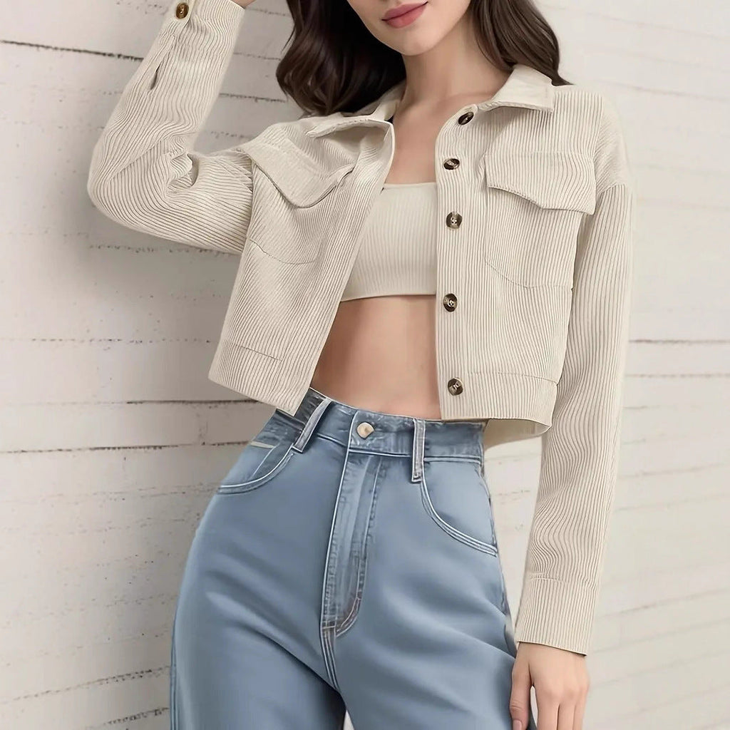 Veste en Jean Femme à Manches Courtes Croppée
