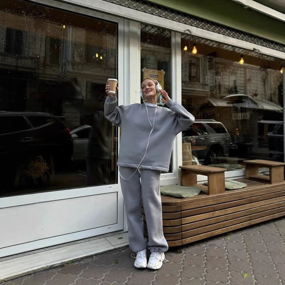 Ensemble Sweatshirt Oversize pour Femmes et Pantalon de Jogging Taille Haute en Mélange de Coton Brosse Echo Archiv