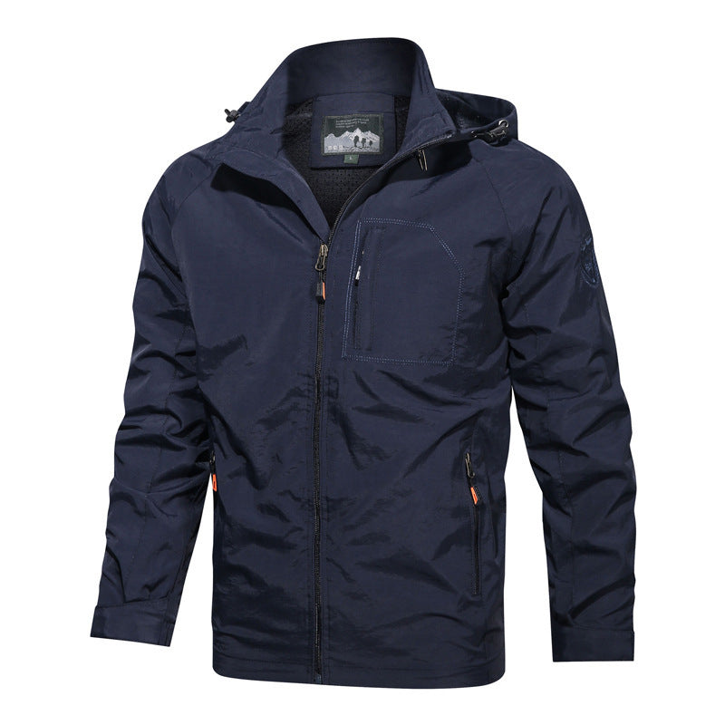 Veste de transition légère pour hommes, déperlant, avec capuche et poches zippées fonctionnelles Echo Archiv
