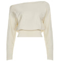 Pull cropped en maille fine sans épaules pour femmes avec un large col bateau et une taille en côte élastique Echo Archiv
