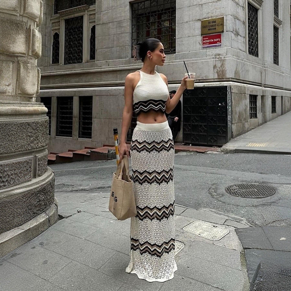 Ensemble élégant pour femmes : Top court et jupe maxi R&B