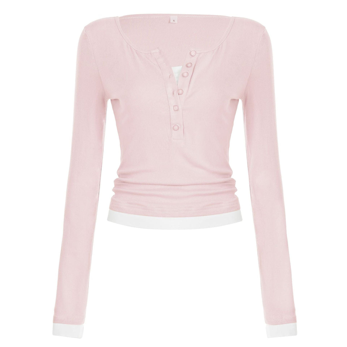 T-shirt Henley cropped ajusté pour femmes avec des bords contrastants Echo Archiv