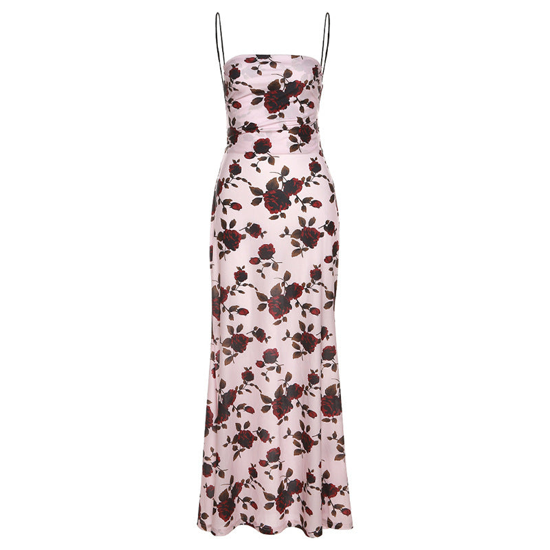 Robe Maxi Élégante pour Femmes avec Imprimé Floral et Bretelles Fines Heidi-Mode
