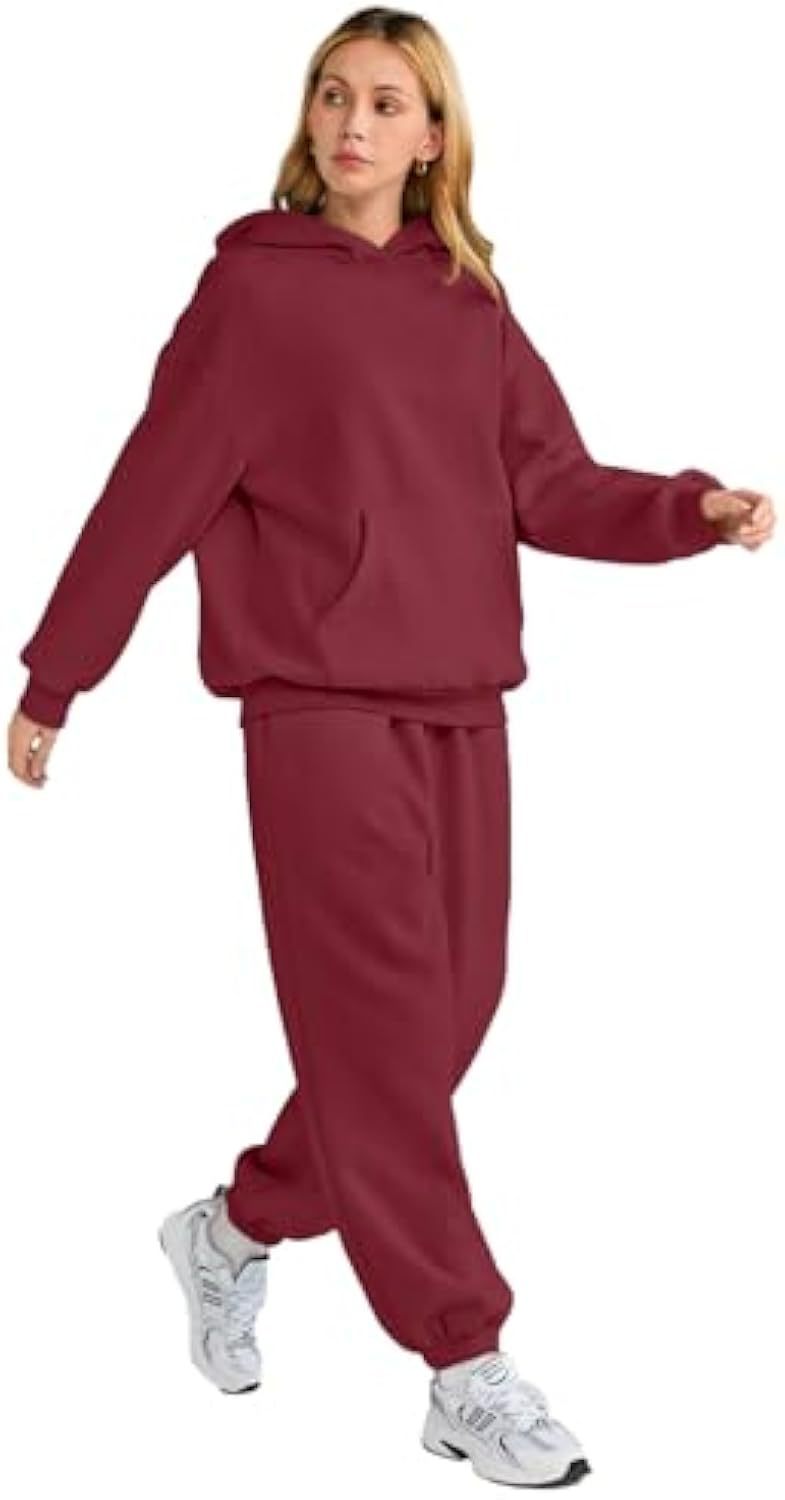 Ensemble de jogging à capuche décontracté pour femmes en French Terry avec sweat à capuche oversize et pantalon de jogging taille haute