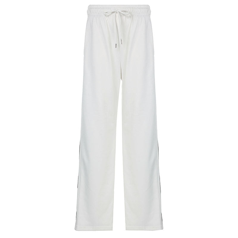 Pantalon de détente large pour femmes avec cordon de serrage, ceinture élastique confortable et coutures décoratives latérales Echo Archiv