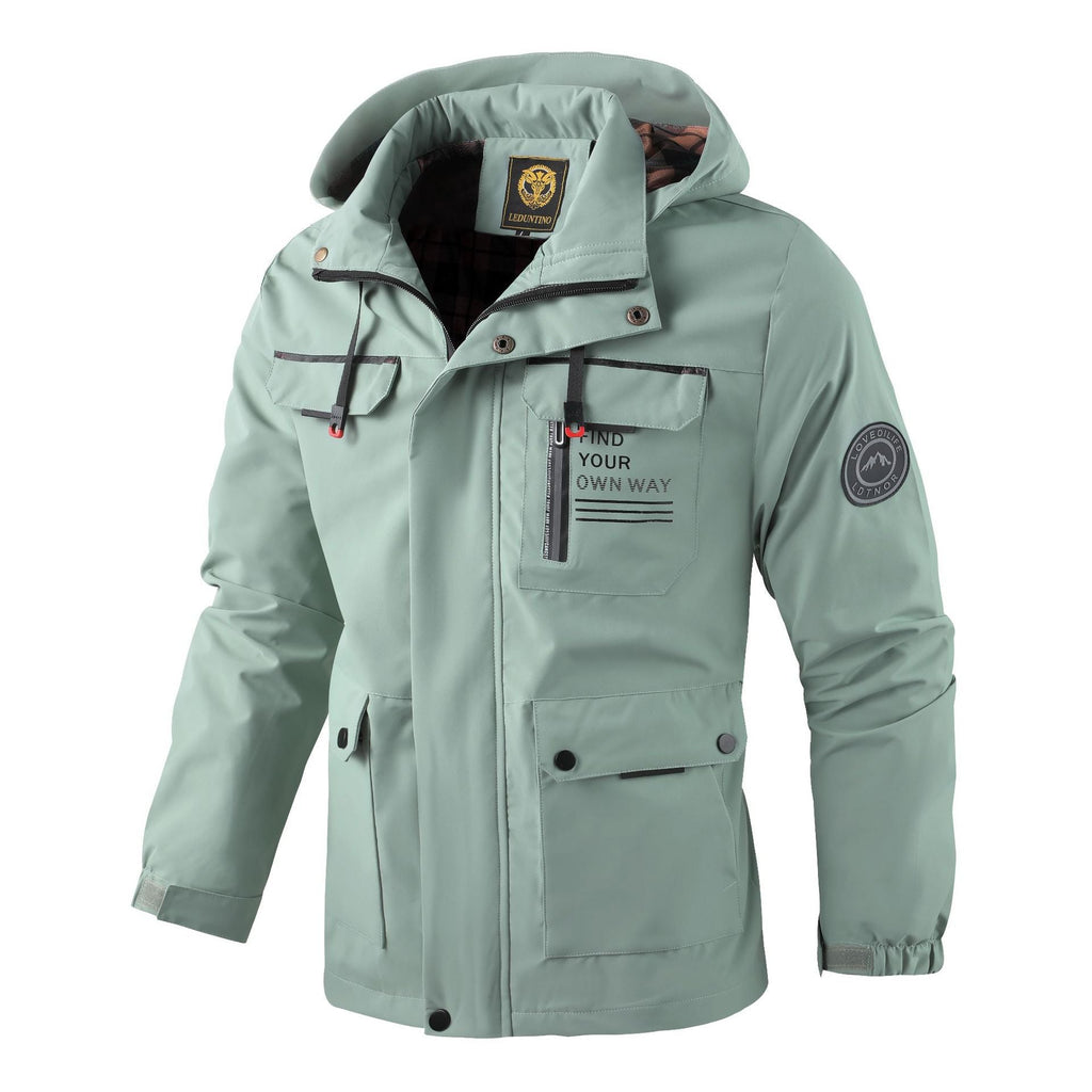 Parka Softshell urbaine pour hommes avec capuche, fermeture éclair à double sens dissimulée et poche sur le bras Echo Archiv