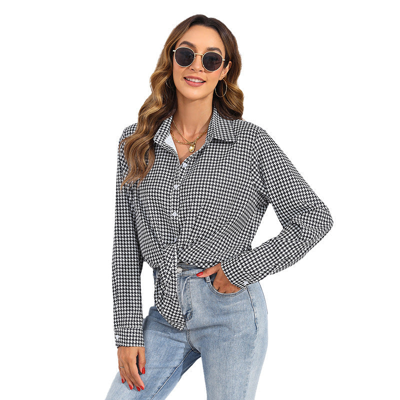 Blouse à carreaux pour femmes avec col chemise et boutonnière Echo Archiv