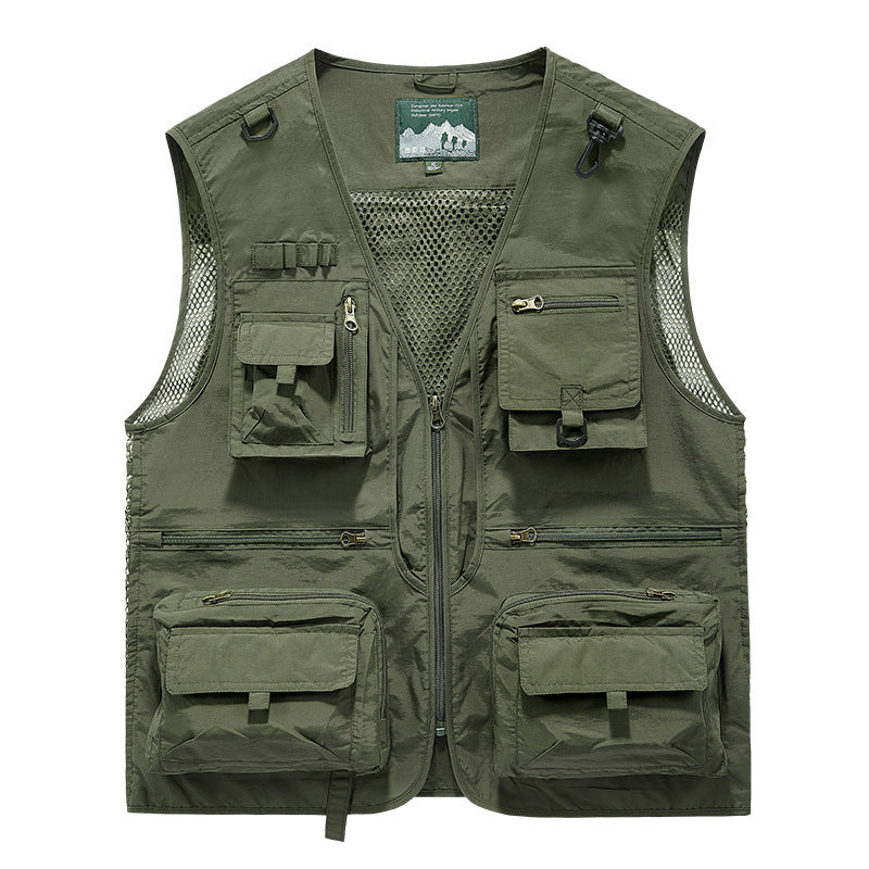 Gilet de pêche et de plein air multifonctionnel pour hommes avec de nombreuses poches et doublure en mesh Echo Archiv