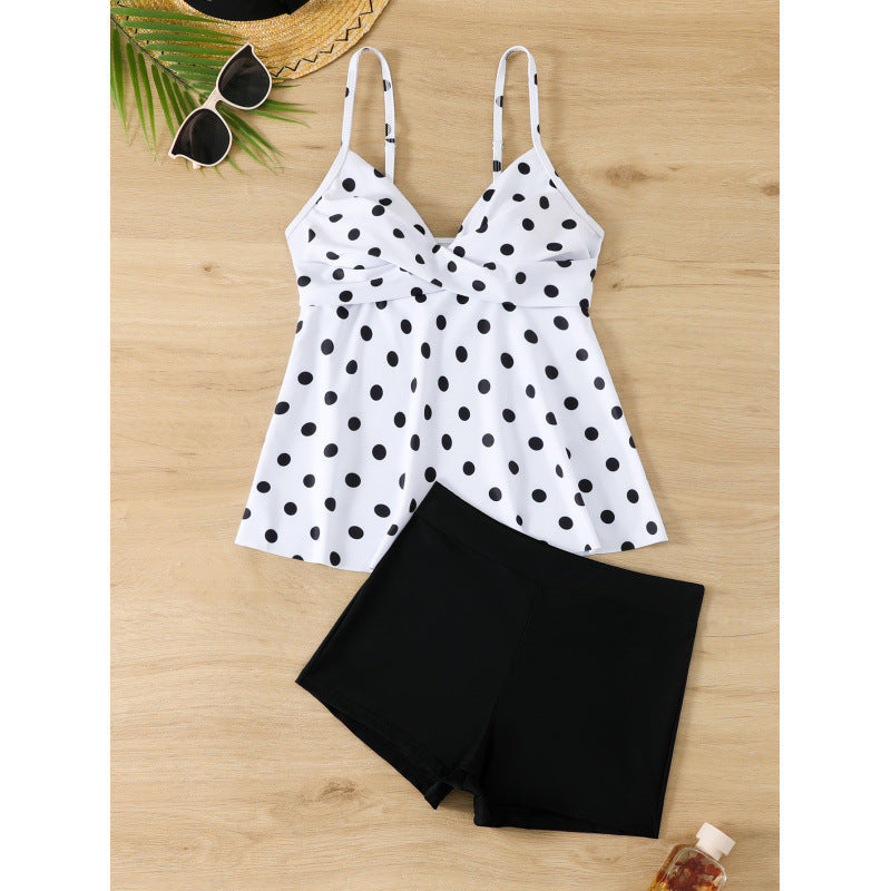 Ensemble Tankini Femme avec des pois enchanteurs et une coupe à la mode R&B